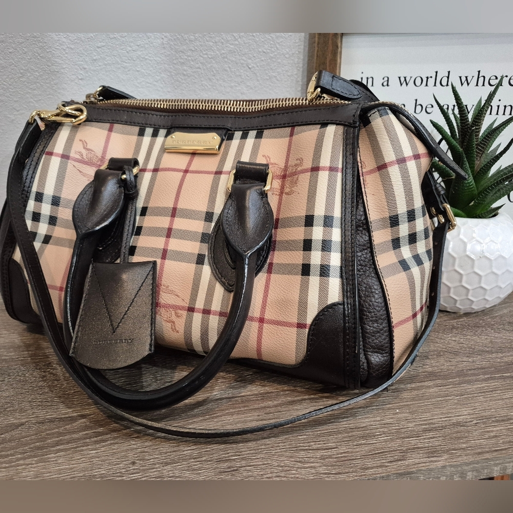 BURBERRY Haymarket Check  Satchel Bag Like New Condition - Picture 6 of 14